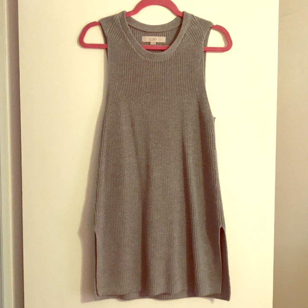 LOFT gray side slit sweater. Size M.